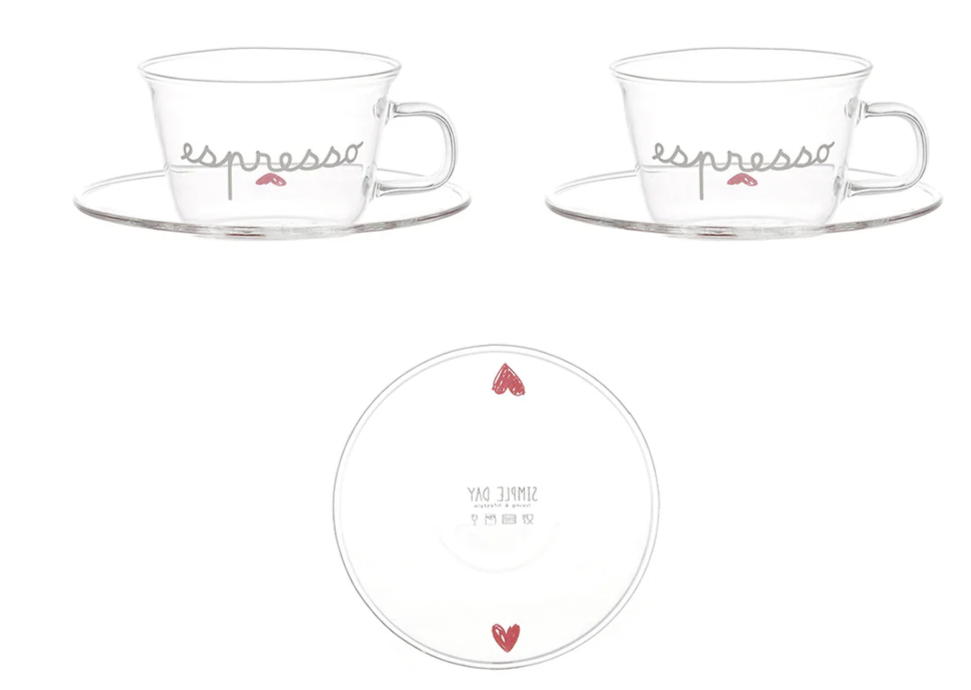 Simple Day Set 2 tazzine Espresso Cuori Rossi