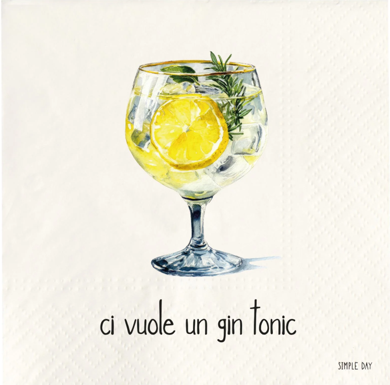 Set 20 tovaglioli in carta Ci vuole un gin tonic